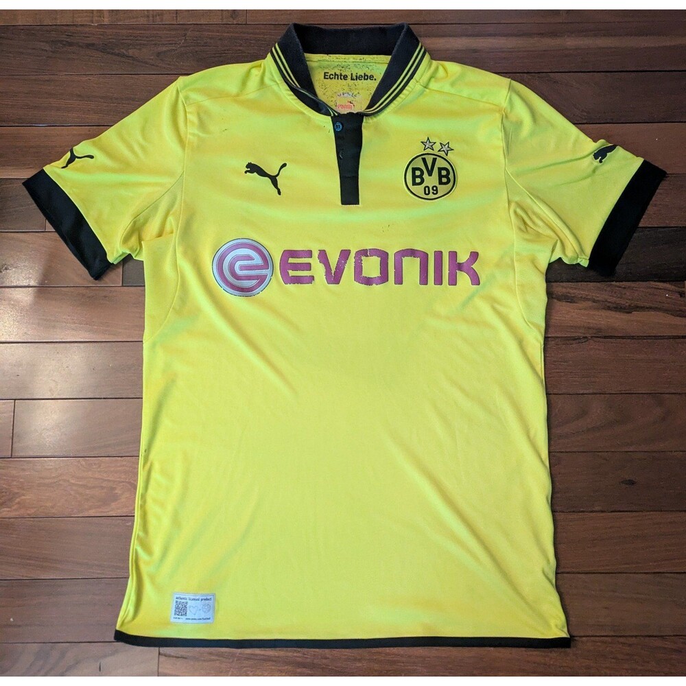 Puma Borussia Dortmund 2013 Home Soccer Jersey Yellow Men L Slim *Read*